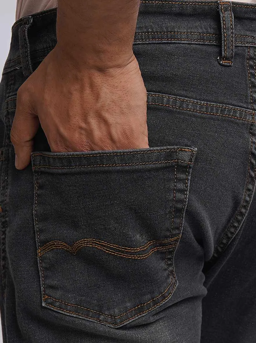 Dark Grey Washed Straight Fit Jeans | Greenfibre