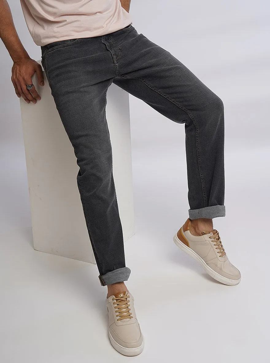 Dark Grey Washed Straight Fit Jeans | Greenfibre