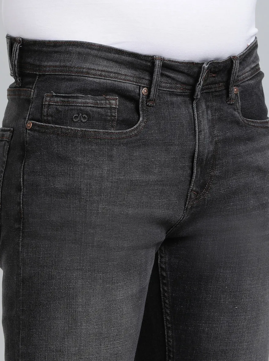 Dark Grey Washed Straight Fit Jeans | JadeBlue