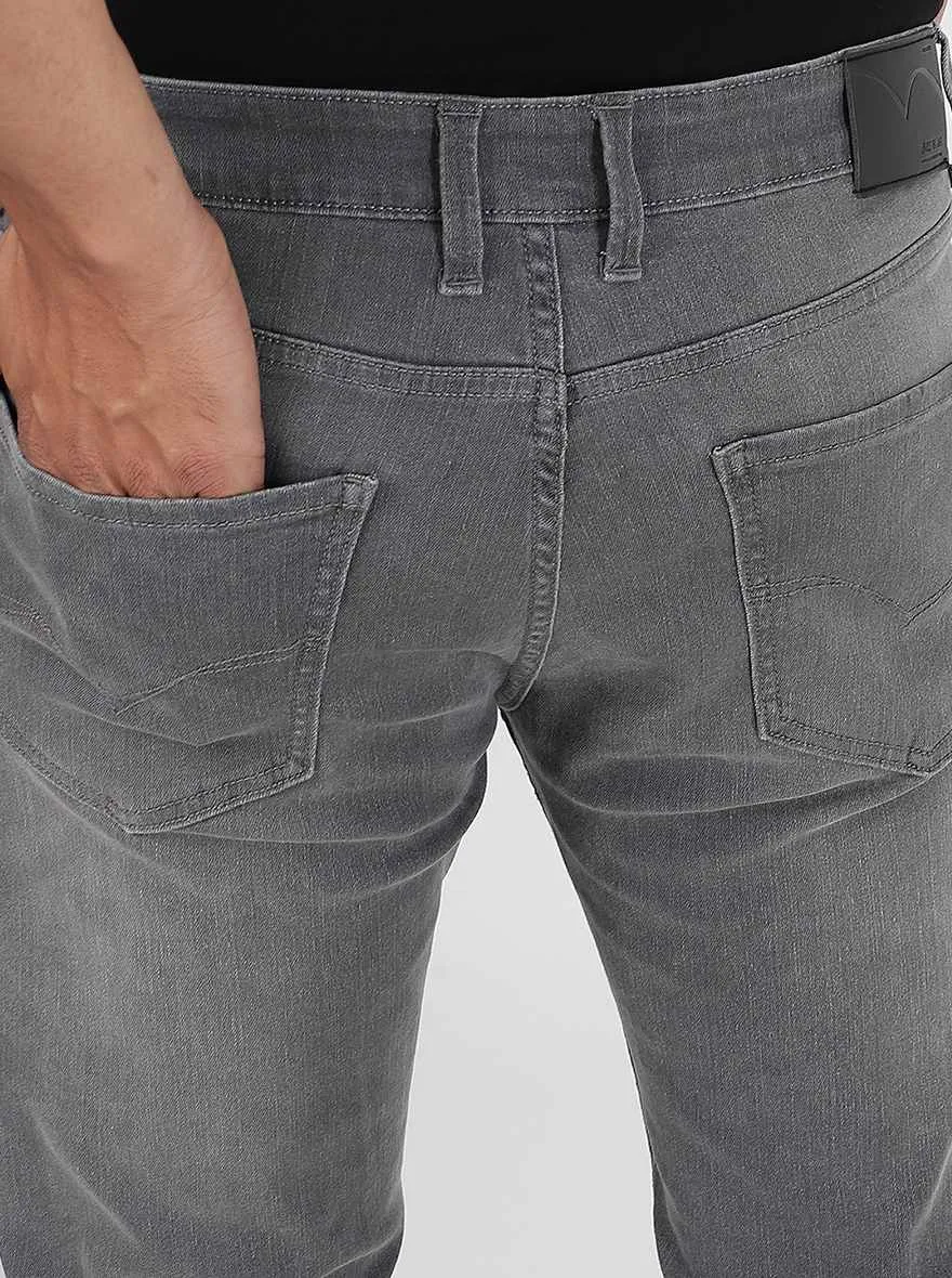 Dark Grey Washed Straight Fit Jeans | JadeBlue