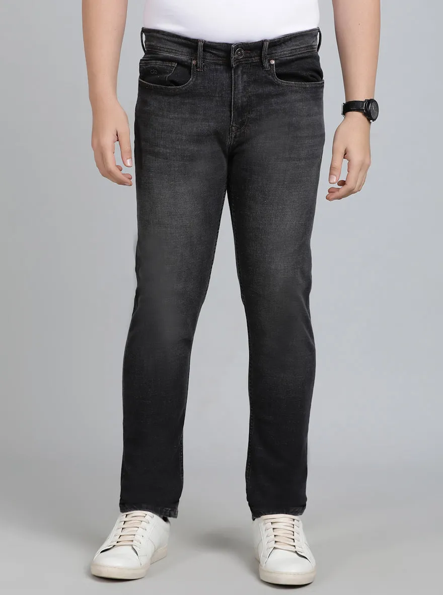 Dark Grey Washed Straight Fit Jeans | JadeBlue