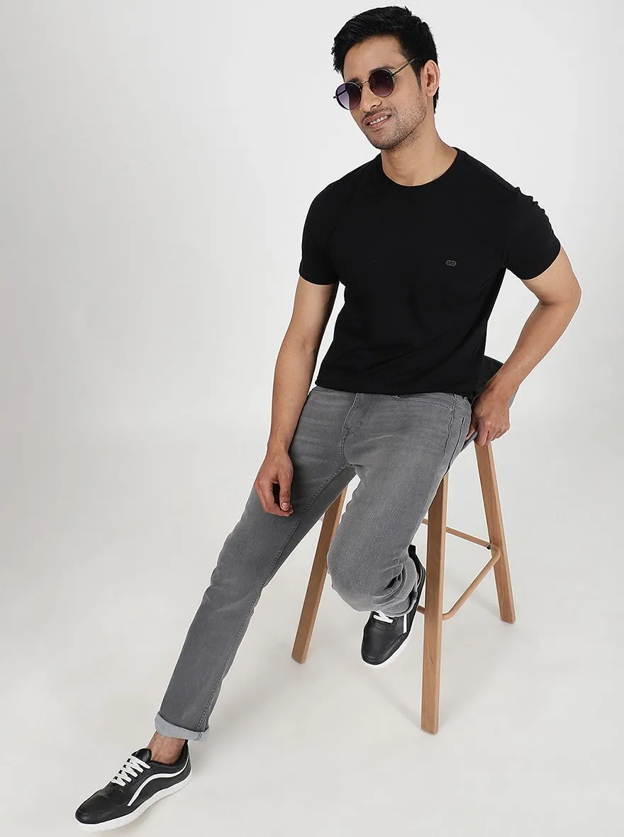 Dark Grey Washed Straight Fit Jeans | JadeBlue