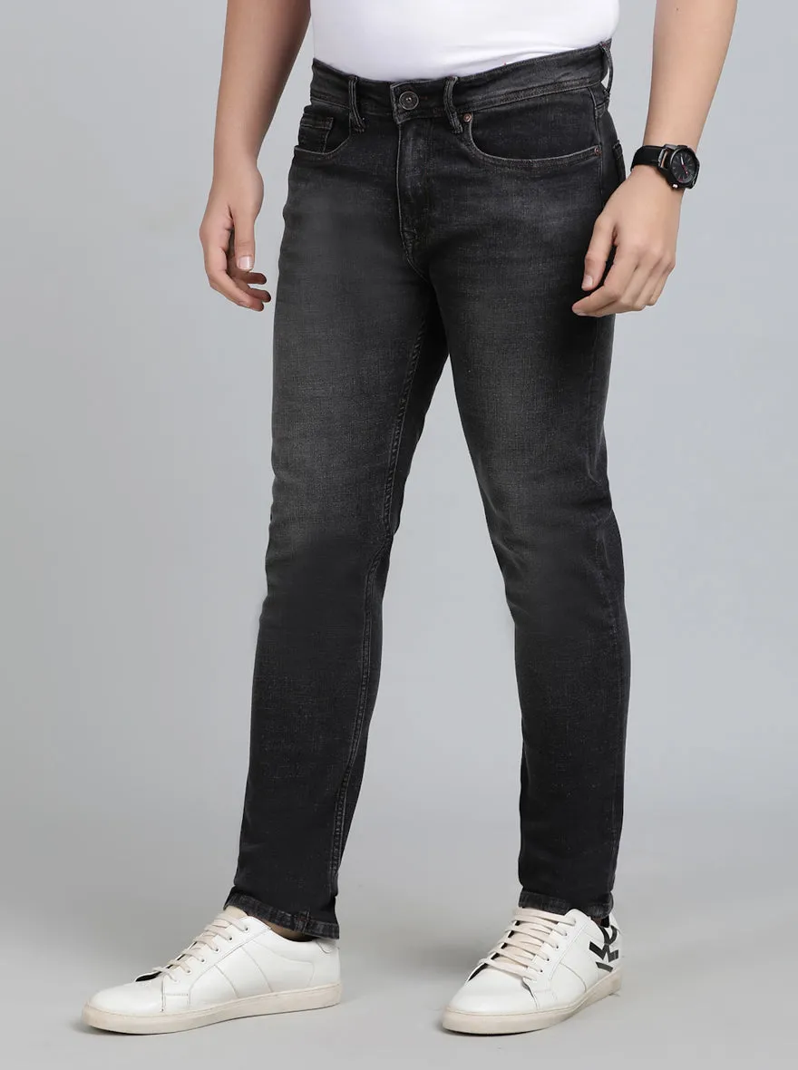 Dark Grey Washed Straight Fit Jeans | JadeBlue
