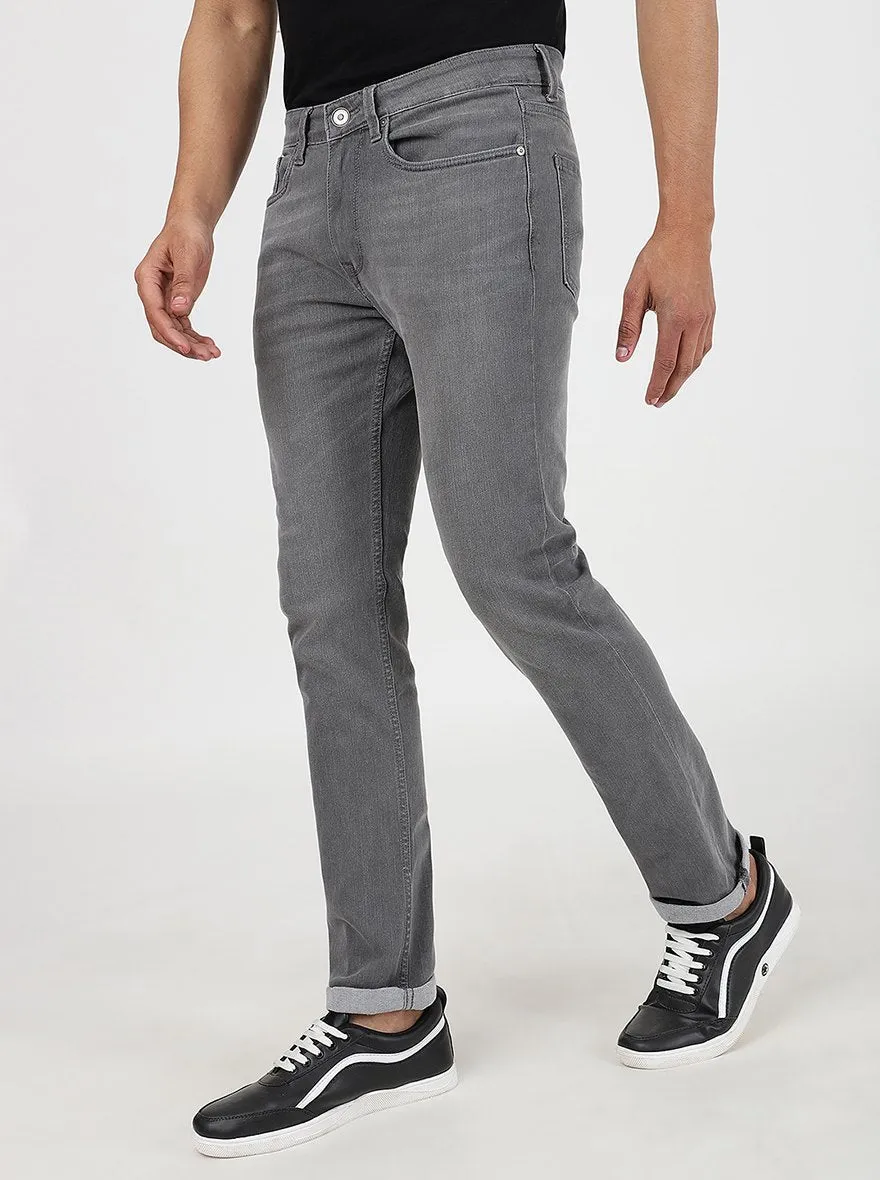 Dark Grey Washed Straight Fit Jeans | JadeBlue