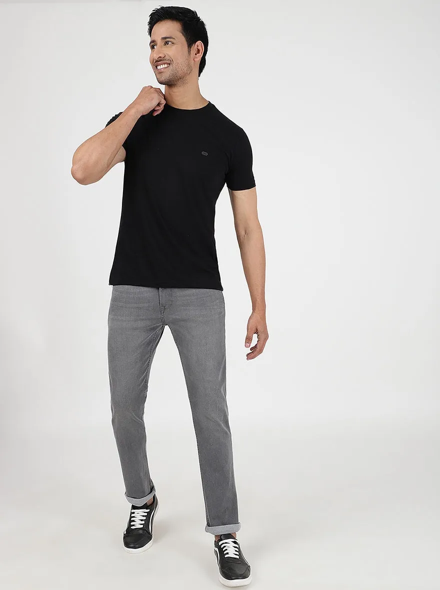 Dark Grey Washed Straight Fit Jeans | JadeBlue