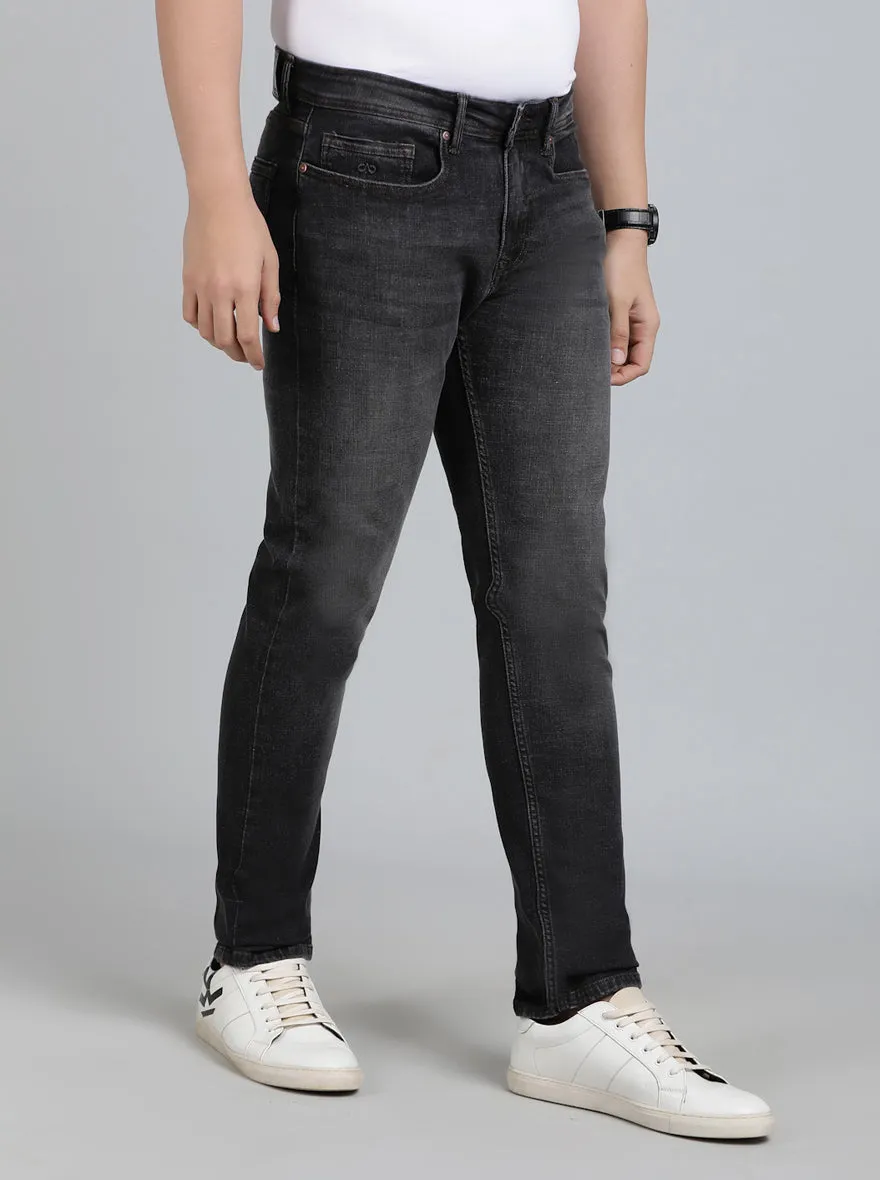 Dark Grey Washed Straight Fit Jeans | JadeBlue