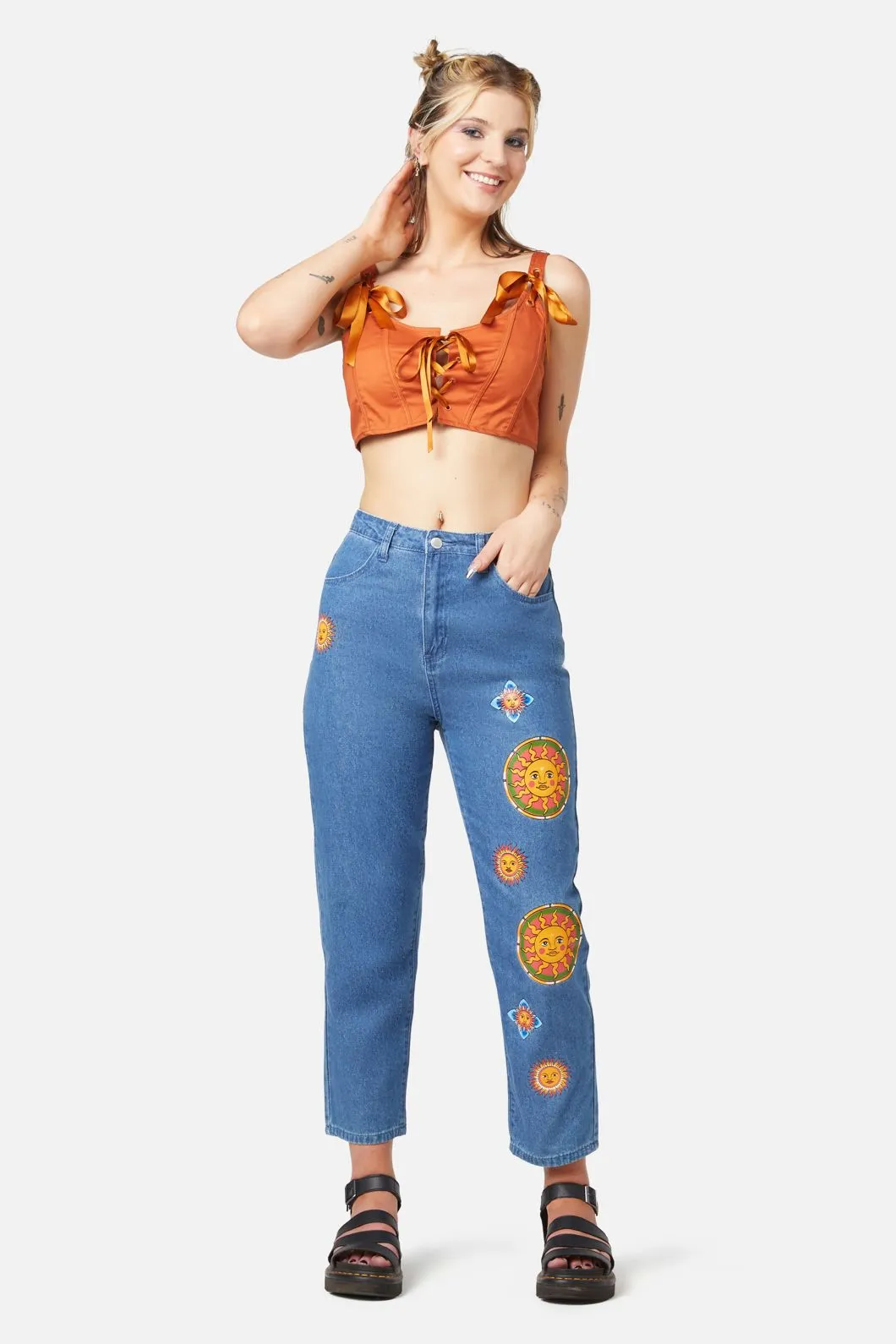 Denim Sun Print Jean