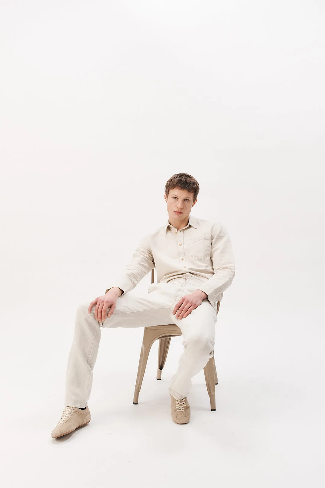 Ecru fitted straight men's jeans - Alphonse