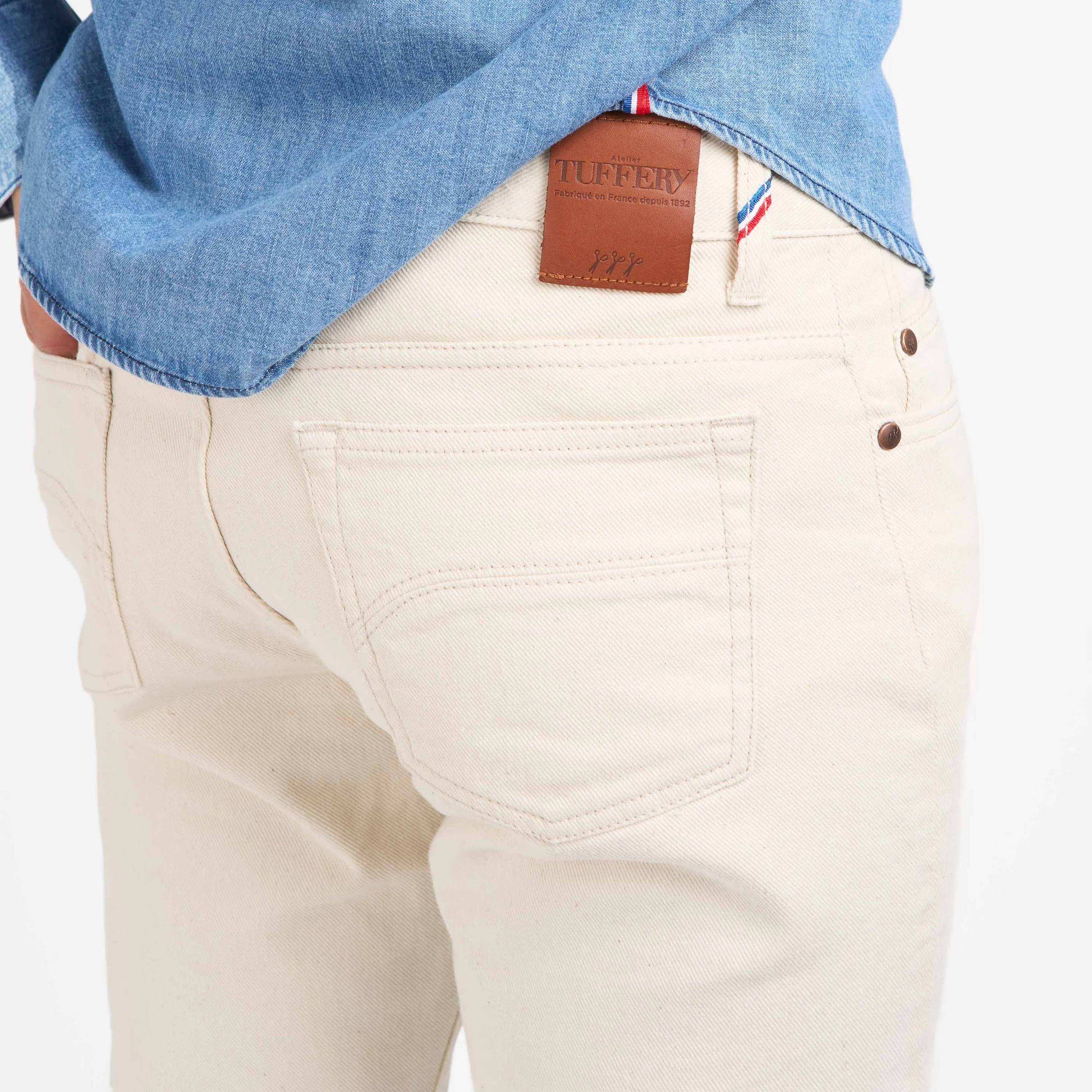 Ecru fitted straight men's jeans - Alphonse
