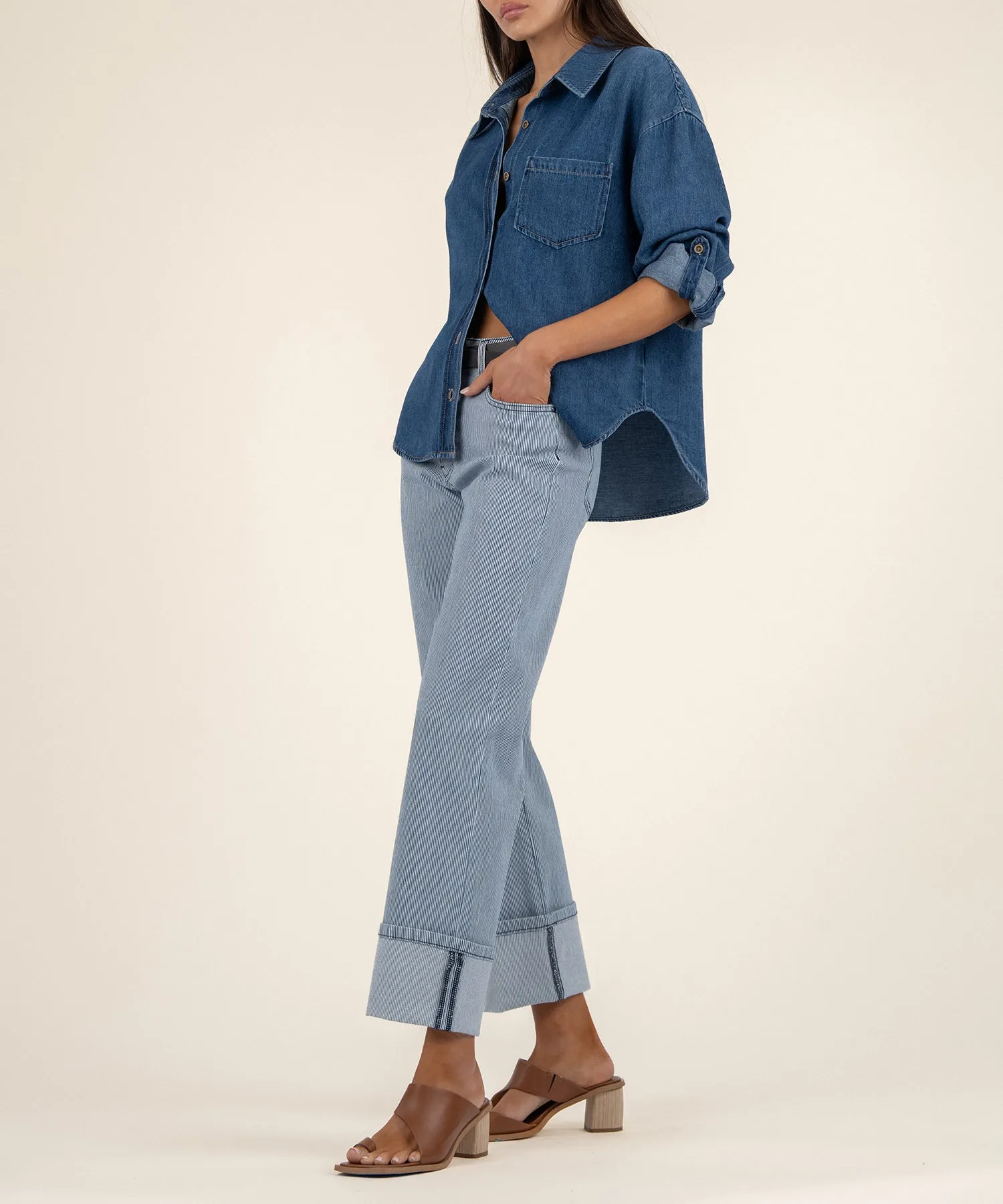 Fay High Rise Striped Straight Leg