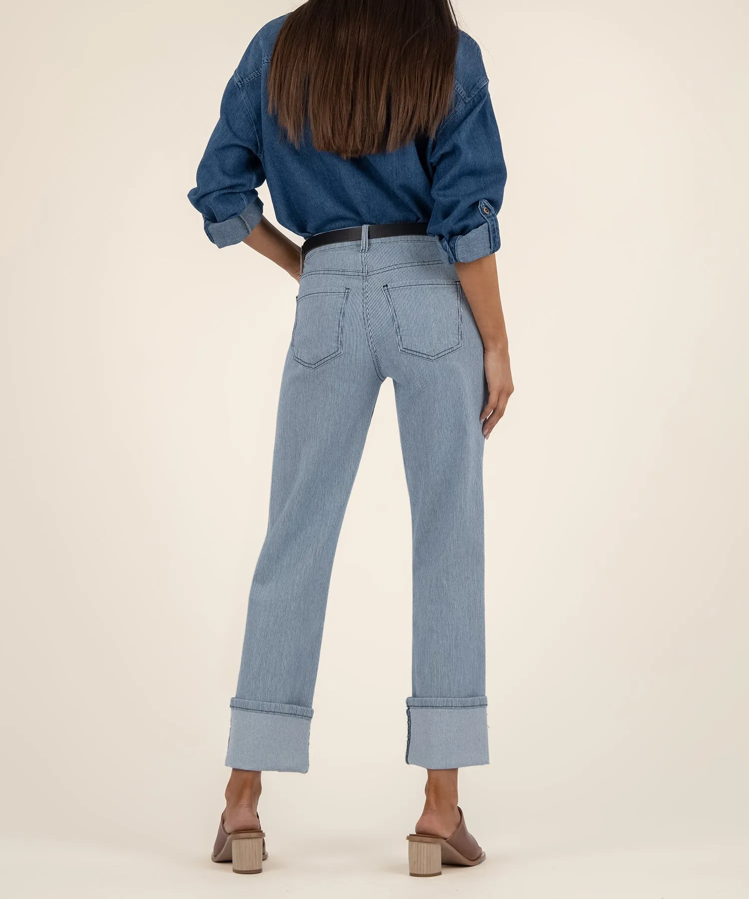 Fay High Rise Striped Straight Leg
