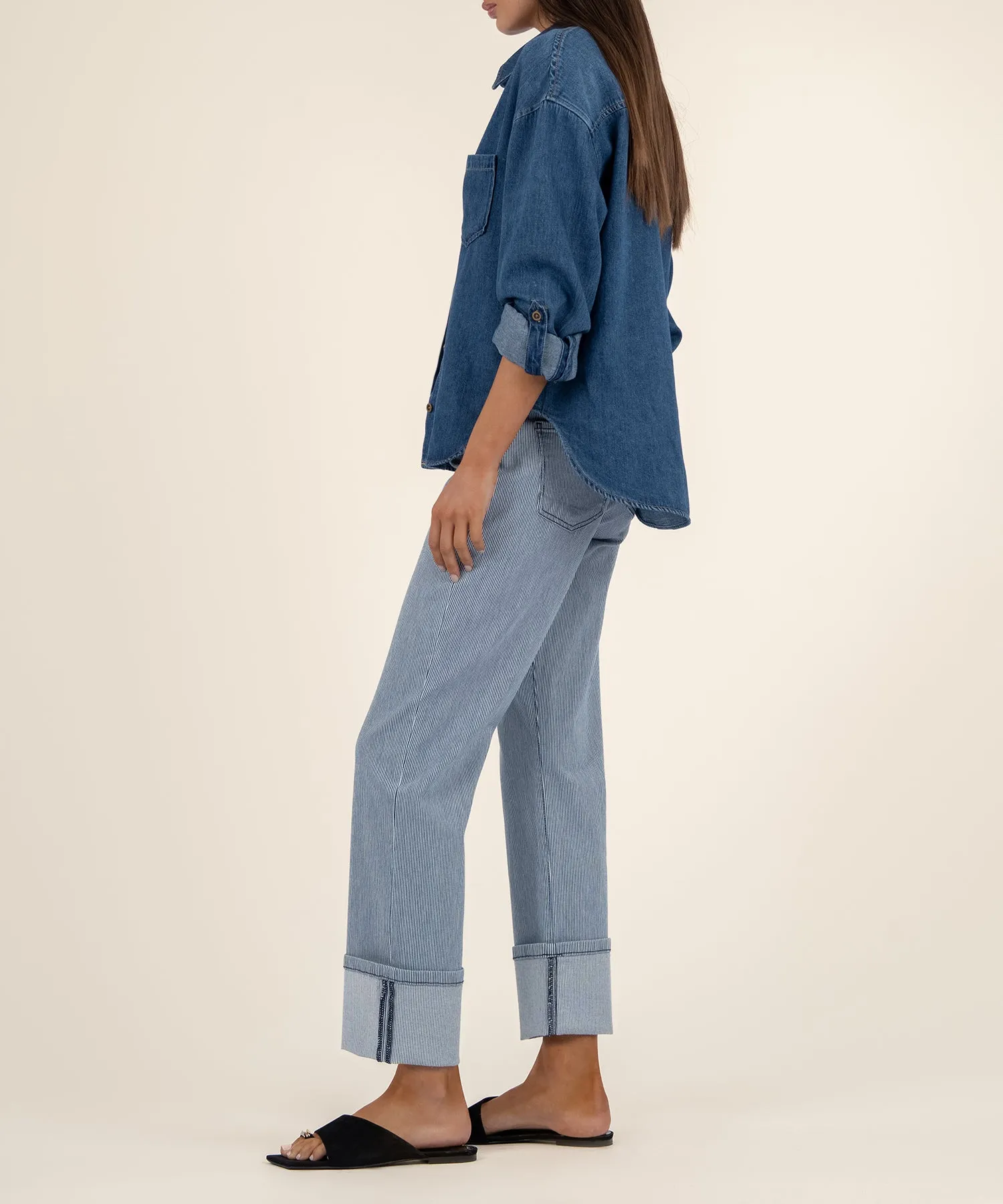 Fay High Rise Striped Straight Leg