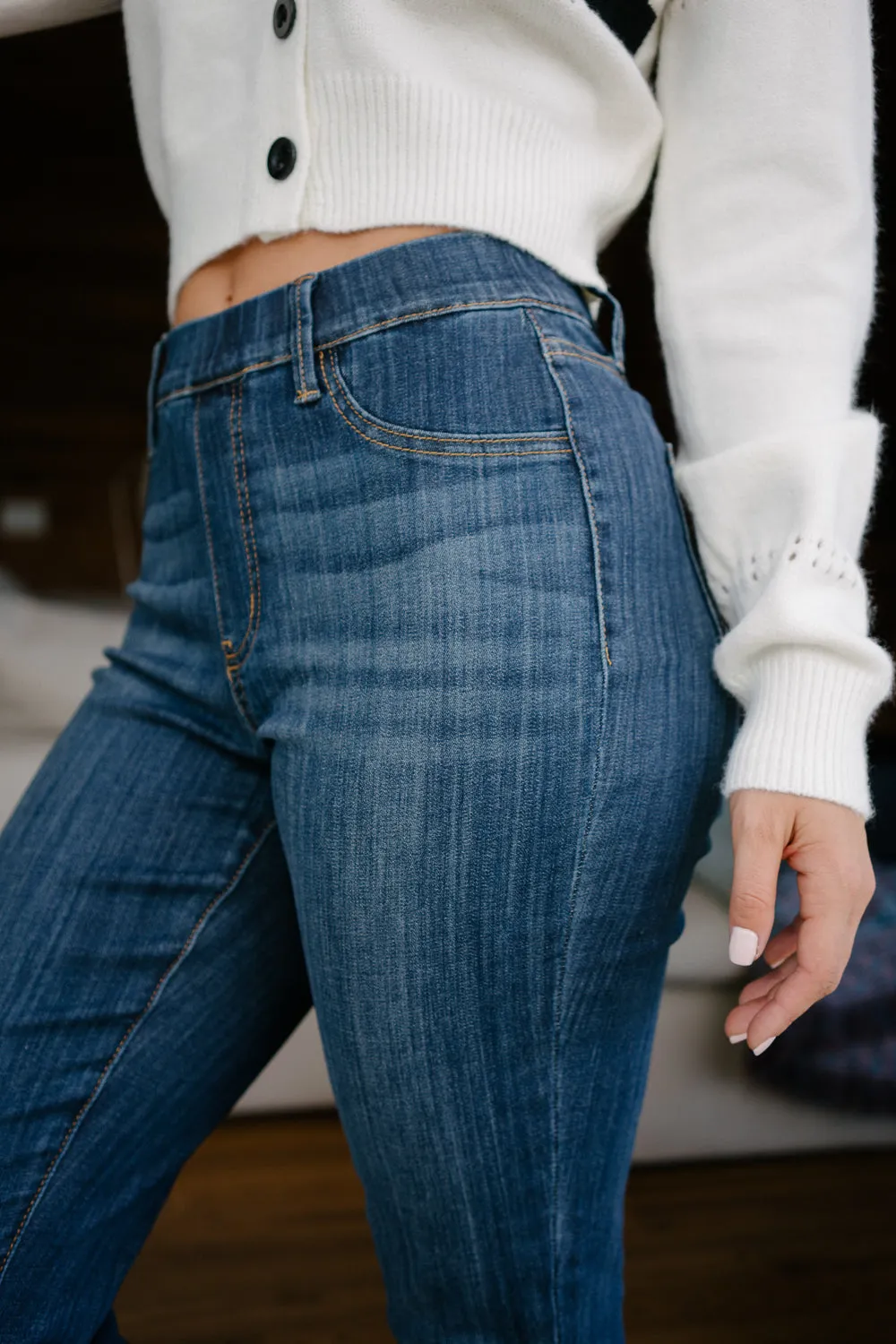 Hailey High Rise Pull On Double Cuffed Slim Jeans