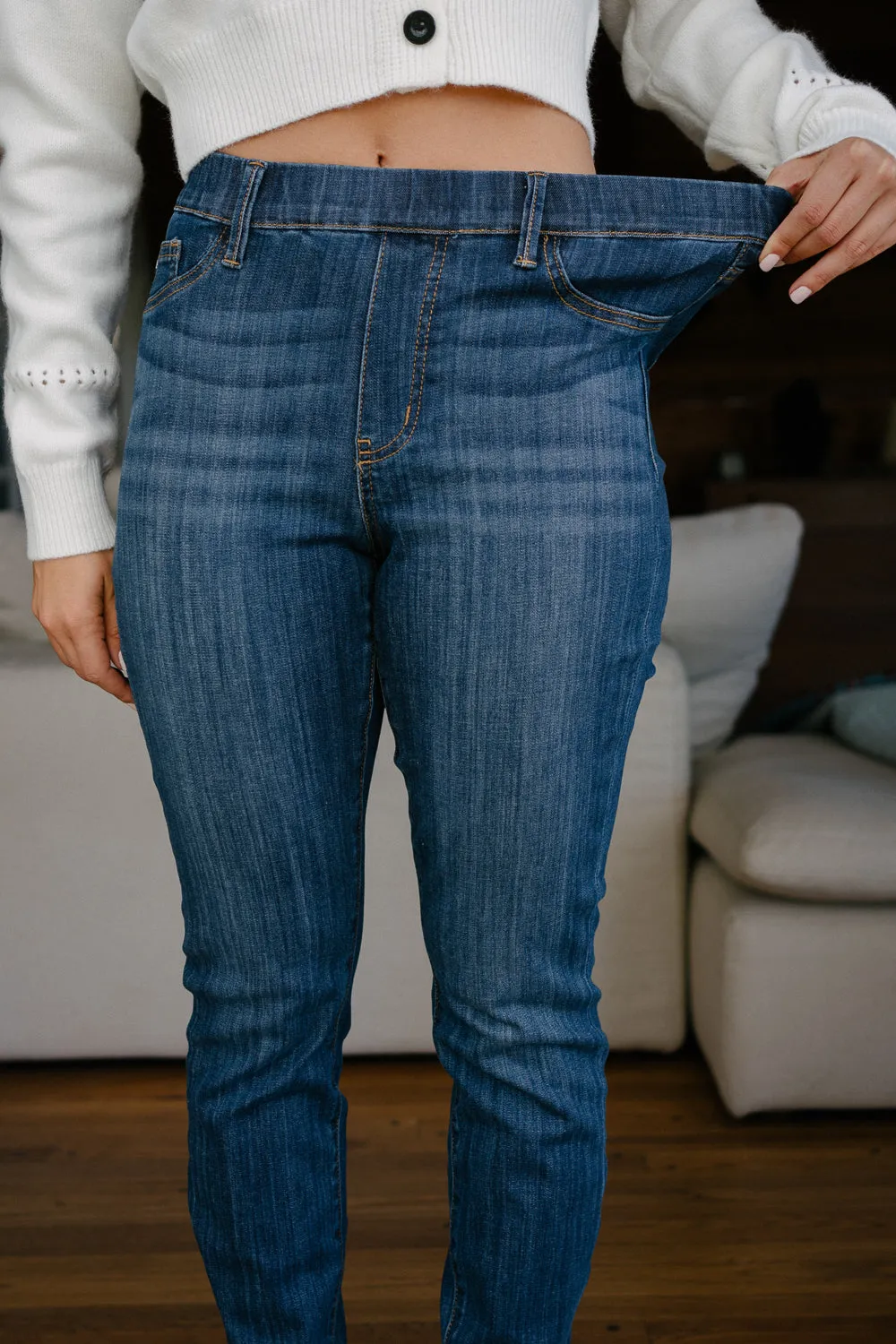 Hailey High Rise Pull On Double Cuffed Slim Jeans