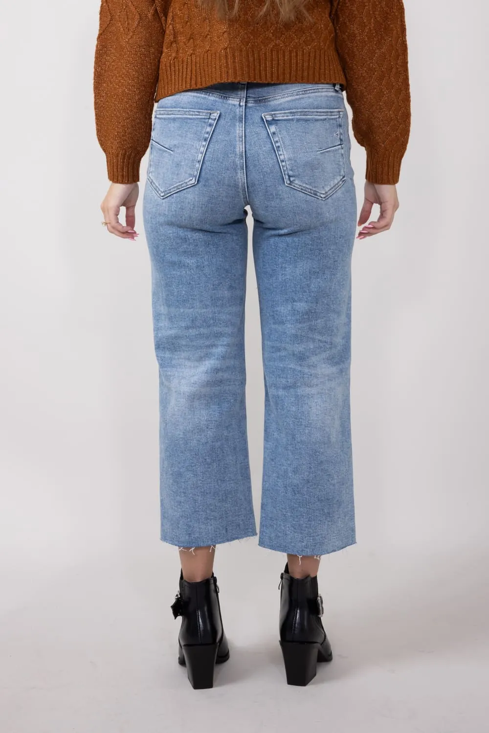 Hidden High Rise Cropped Wide Straight Leg Jeans for Women | HD1633WS-ML