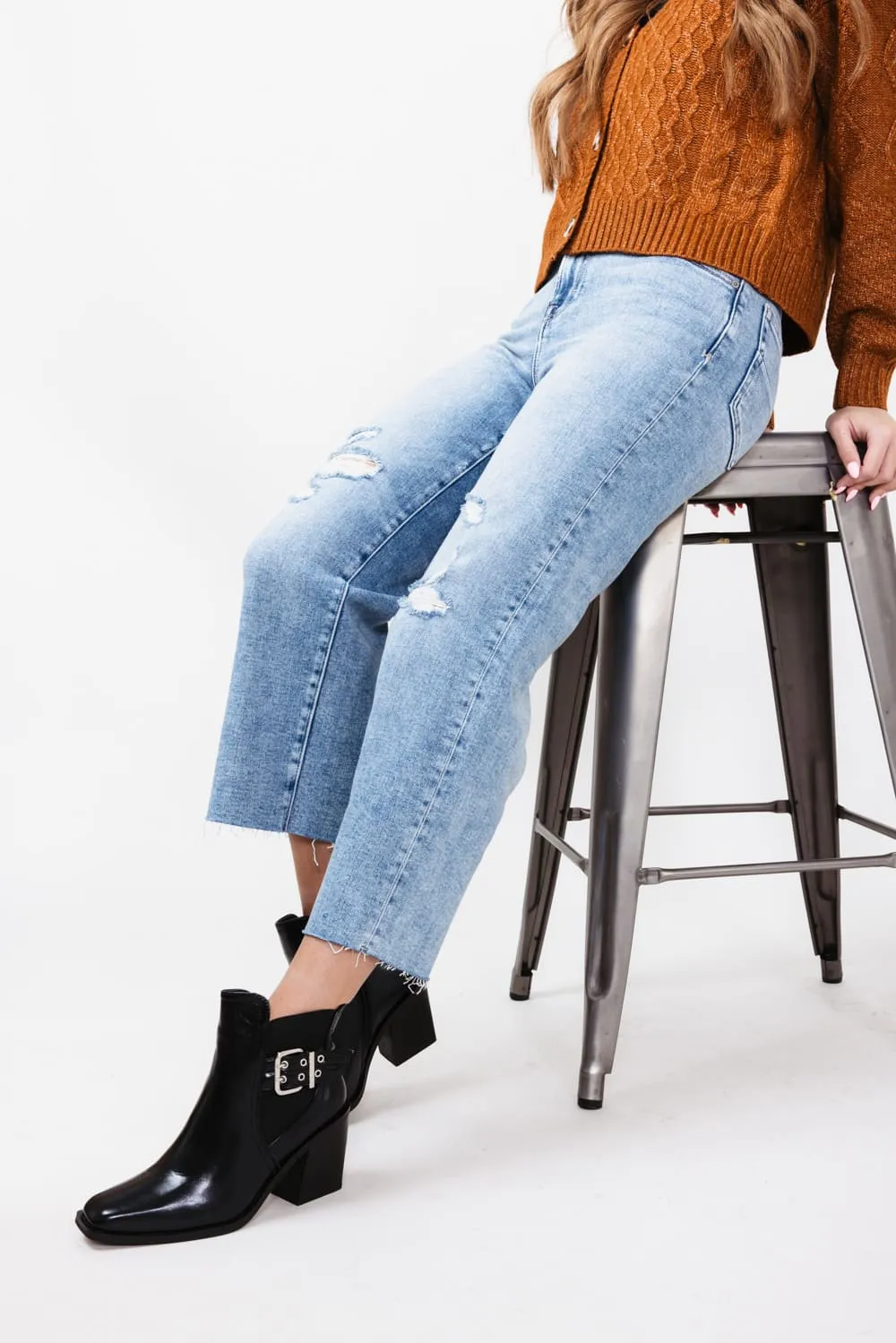 Hidden High Rise Cropped Wide Straight Leg Jeans for Women | HD1633WS-ML
