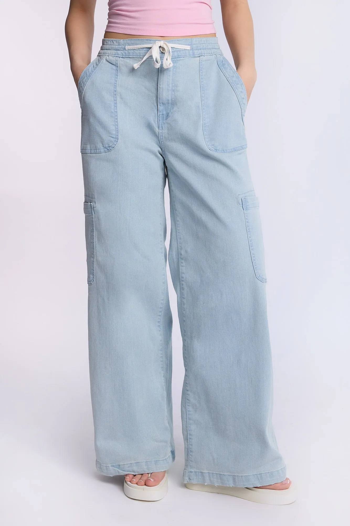 High Rise Drapey Baggy Cargo Jeans