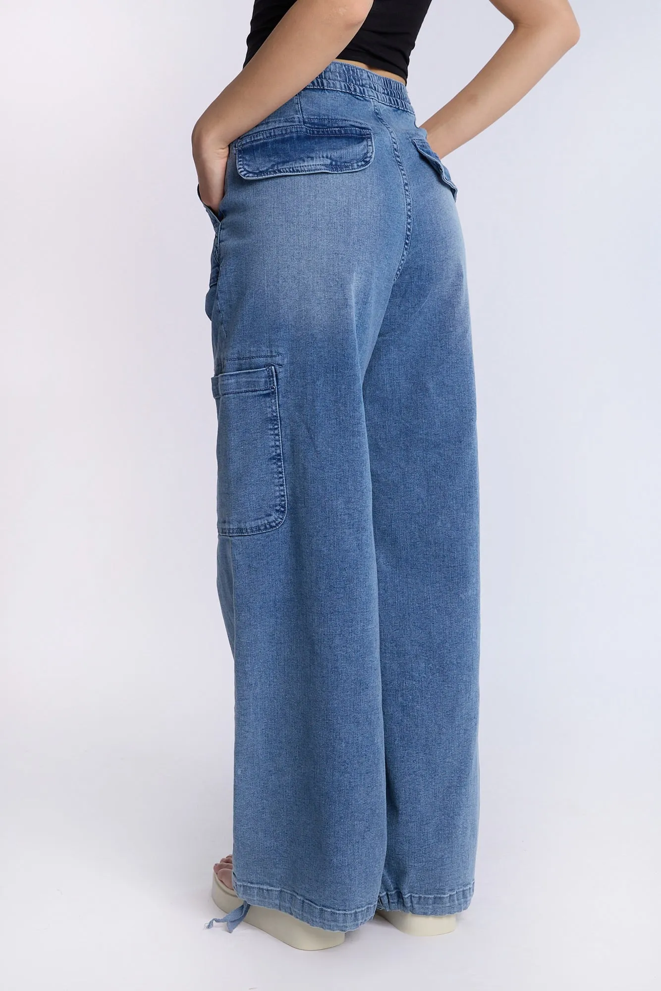 High Rise Drapey Baggy Cargo Jeans