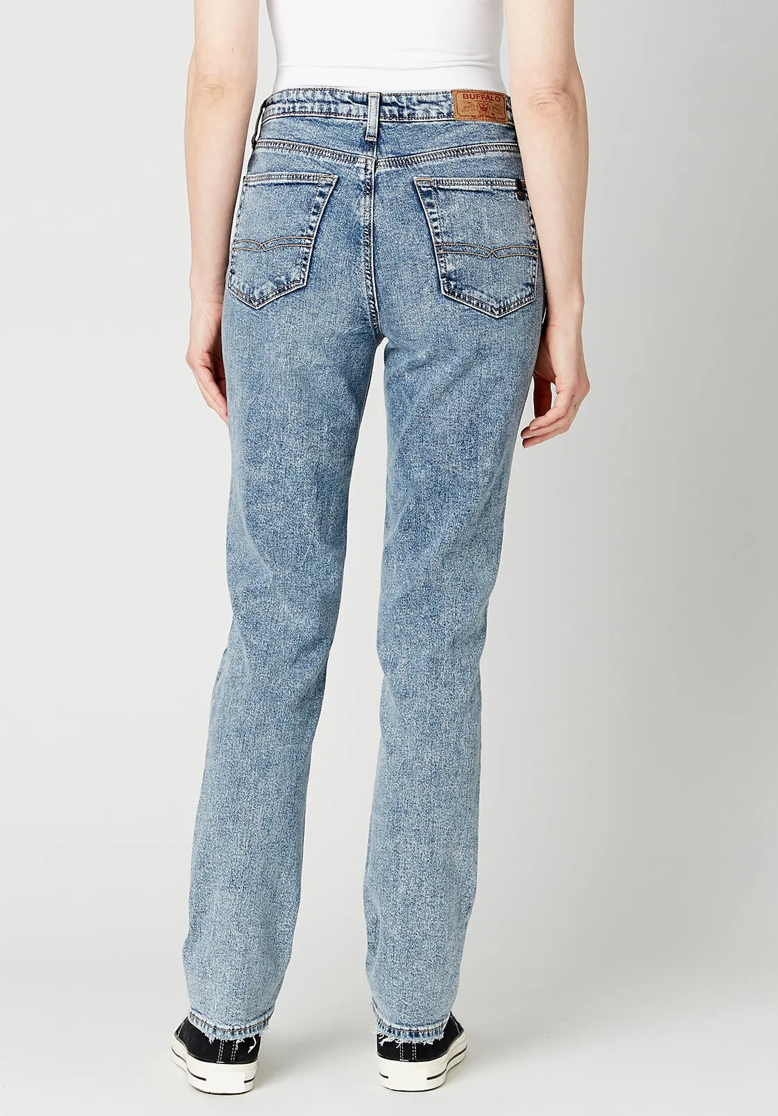 High Rise Straight Jayden Women's Jeans, Contrasted Indigo - BL15815