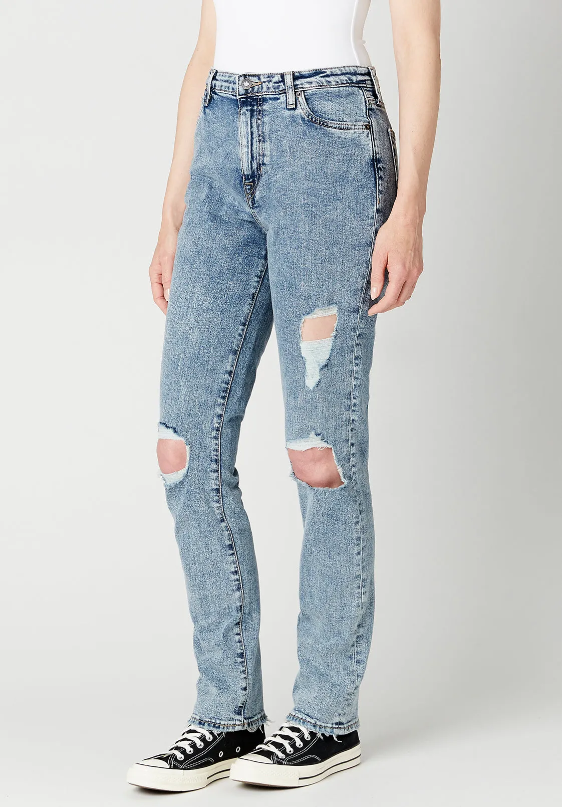 High Rise Straight Jayden Women's Jeans, Contrasted Indigo - BL15815