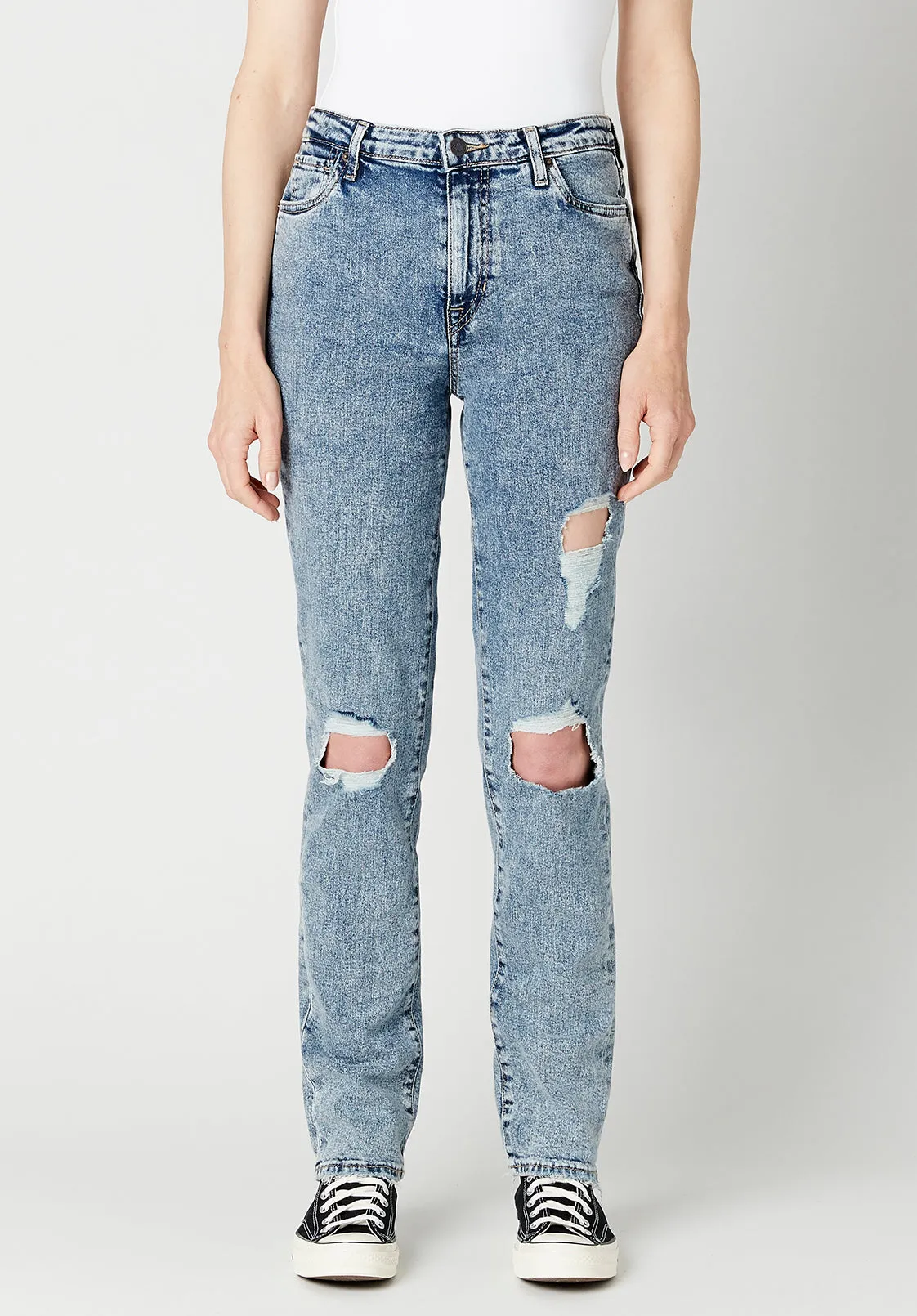 High Rise Straight Jayden Women's Jeans, Contrasted Indigo - BL15815