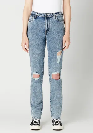 High Rise Straight Jayden Women's Jeans, Contrasted Indigo - BL15815