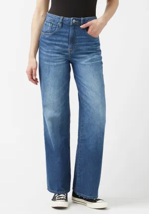 High Rise Wide Leg Addie Women's Jeans, Indigo - BL15817
