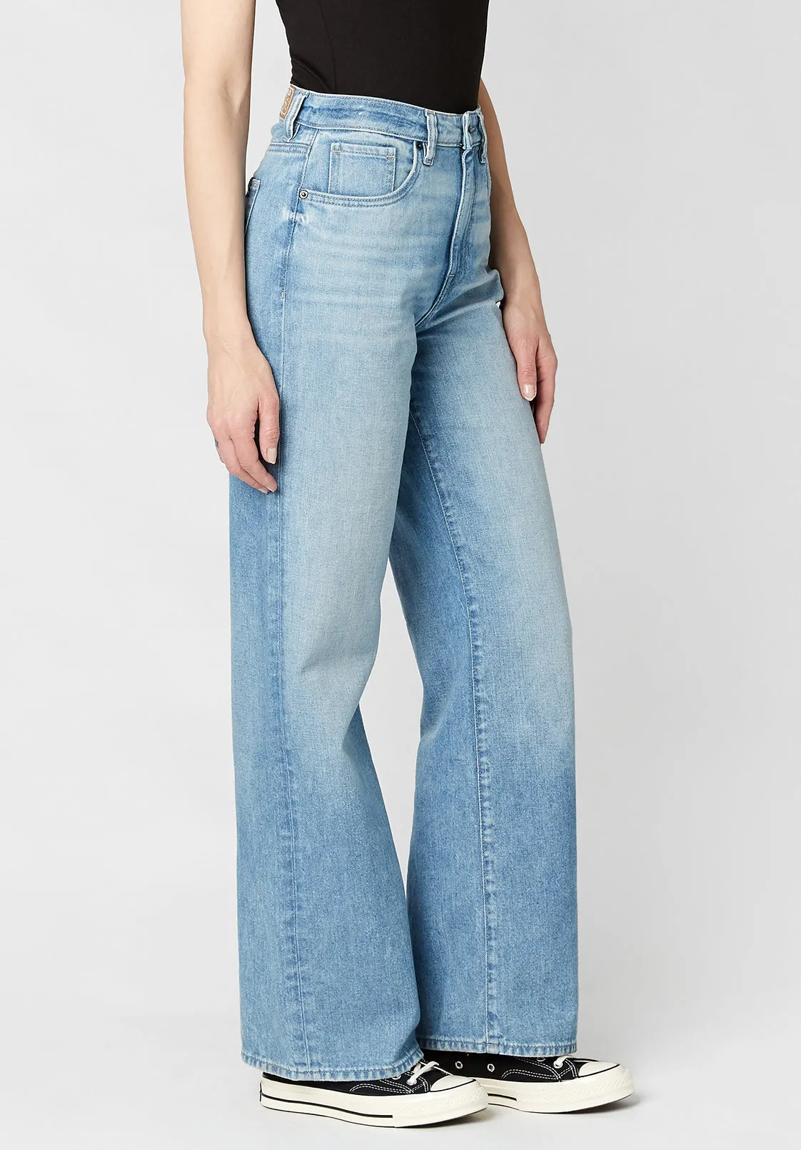 High Rise Wide Leg Addie Women's Jeans, Medium Blue - BL15793