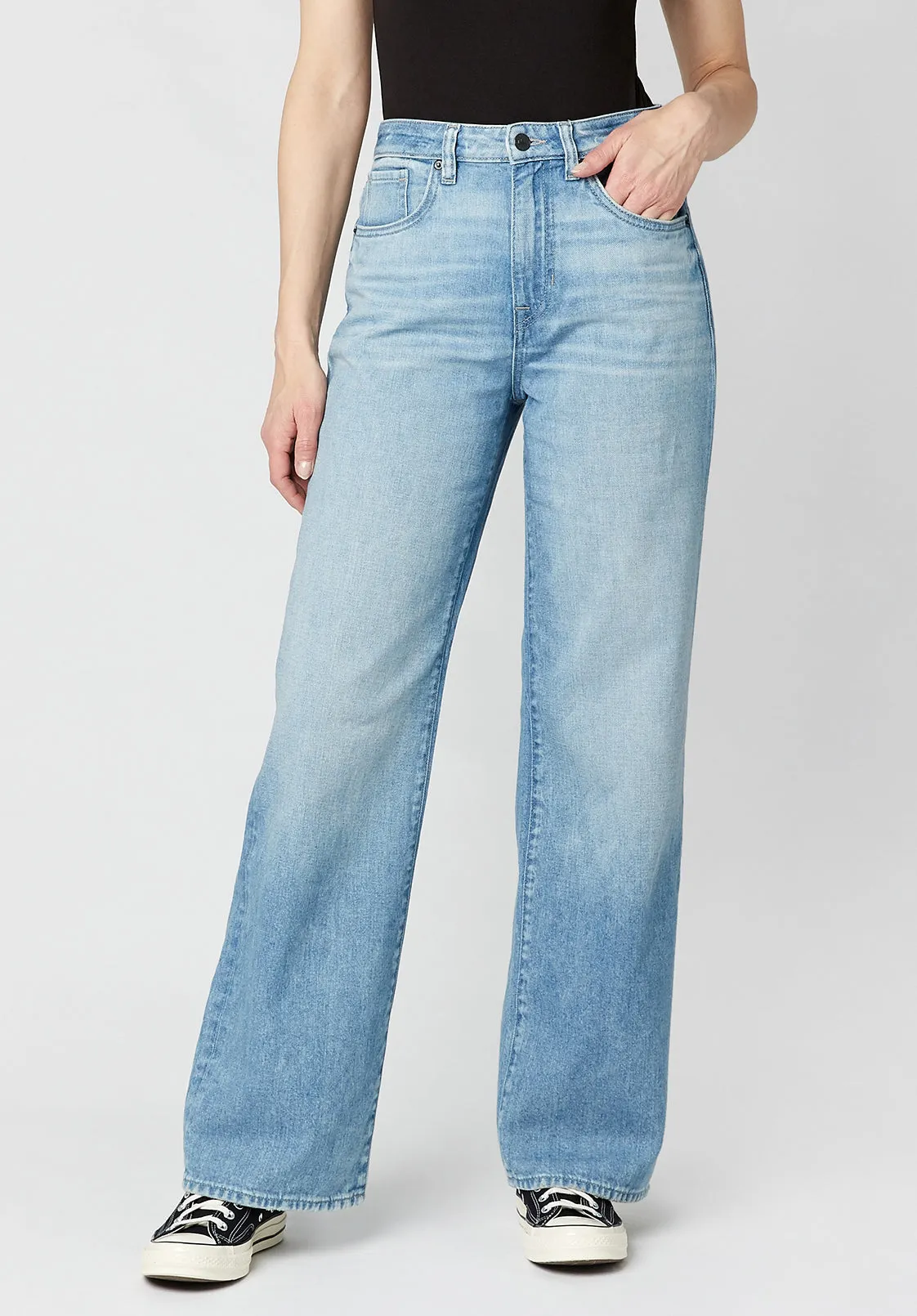 High Rise Wide Leg Addie Women's Jeans, Medium Blue - BL15793