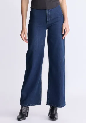 High Rise Wide Leg Adele Women's Jeans, Dark Rinse Wash - BL16013
