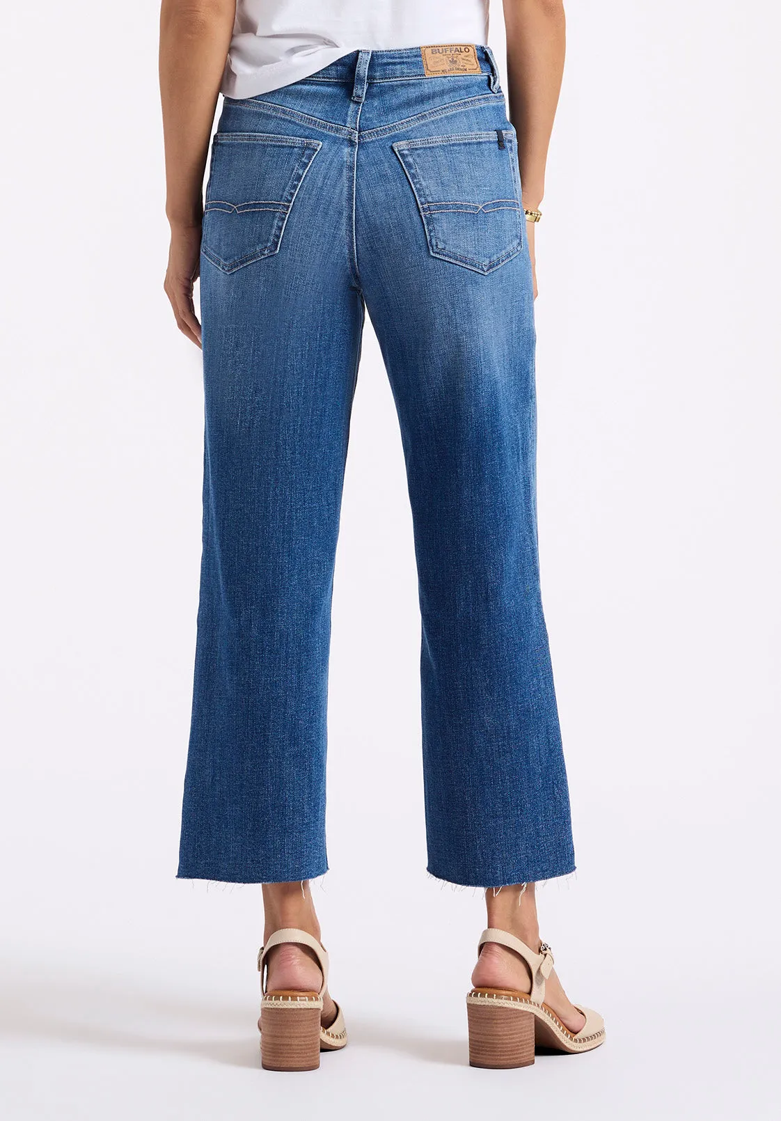 High Rise Wide Leg Cropped Addison Women's Jeans, Indigo Sanded - BL16069