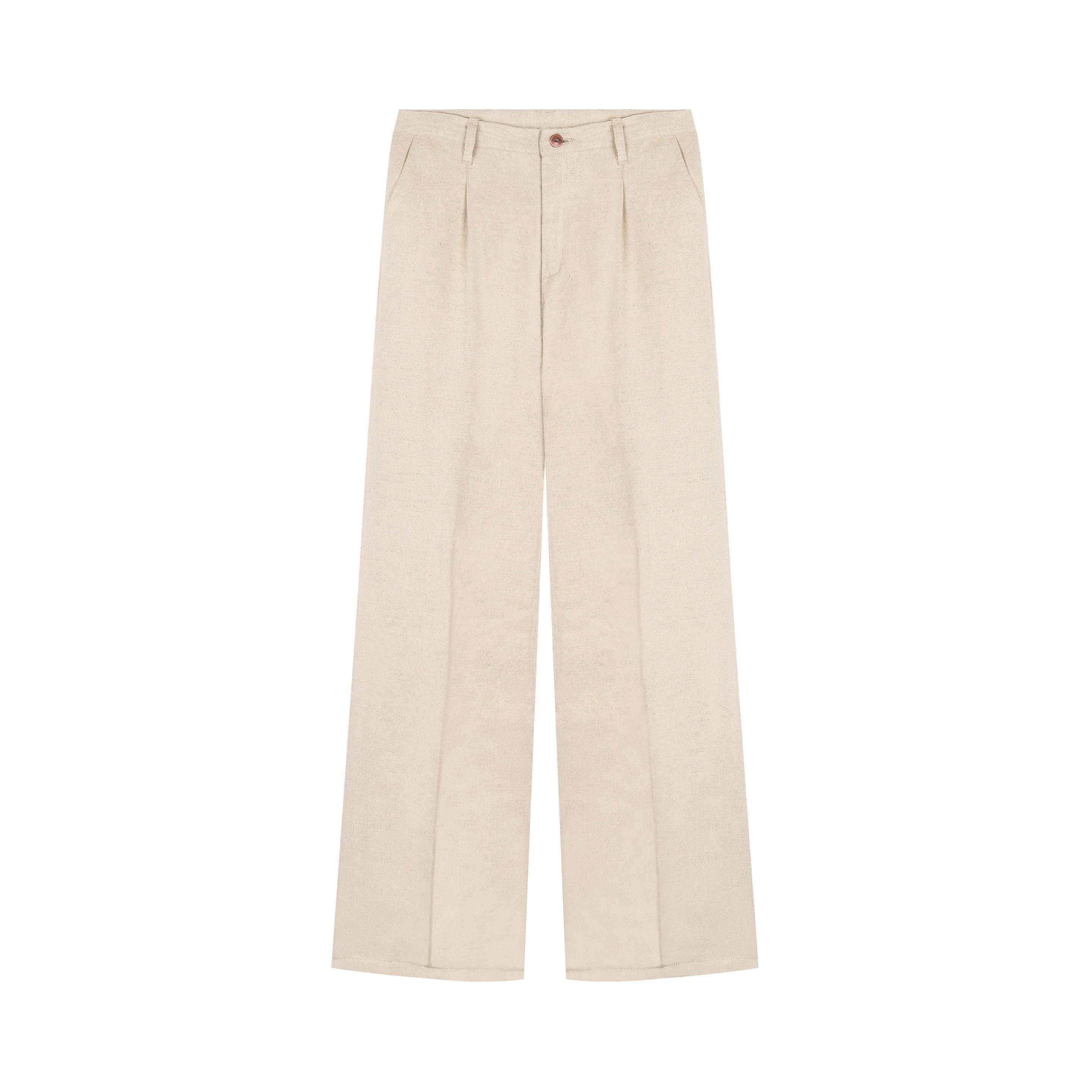 High-waisted straight women's pants Natural Hemp - Gabi