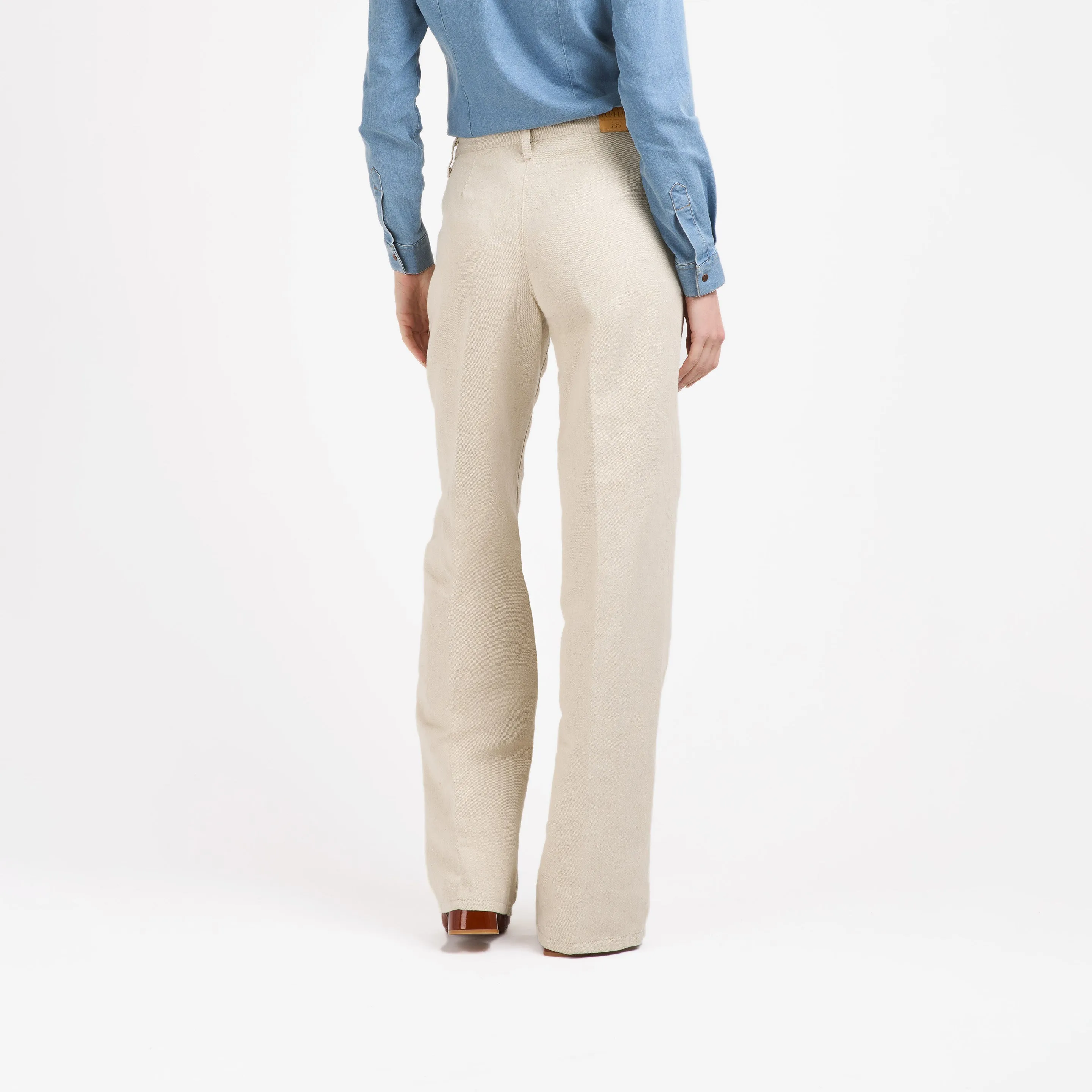 High-waisted straight women's pants Natural Hemp - Gabi