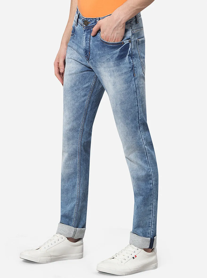 Indigo Blue Solid Slim Fit Jeans | JadeBlue