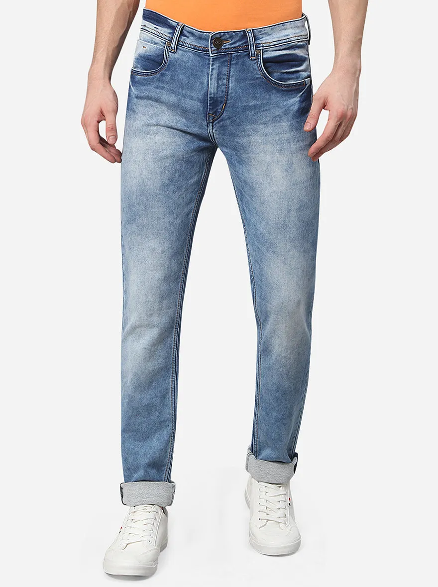 Indigo Blue Solid Slim Fit Jeans | JadeBlue