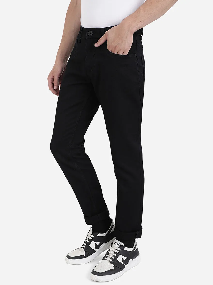 Jet Black Solid Slim Fit Jeans | JadeBlue