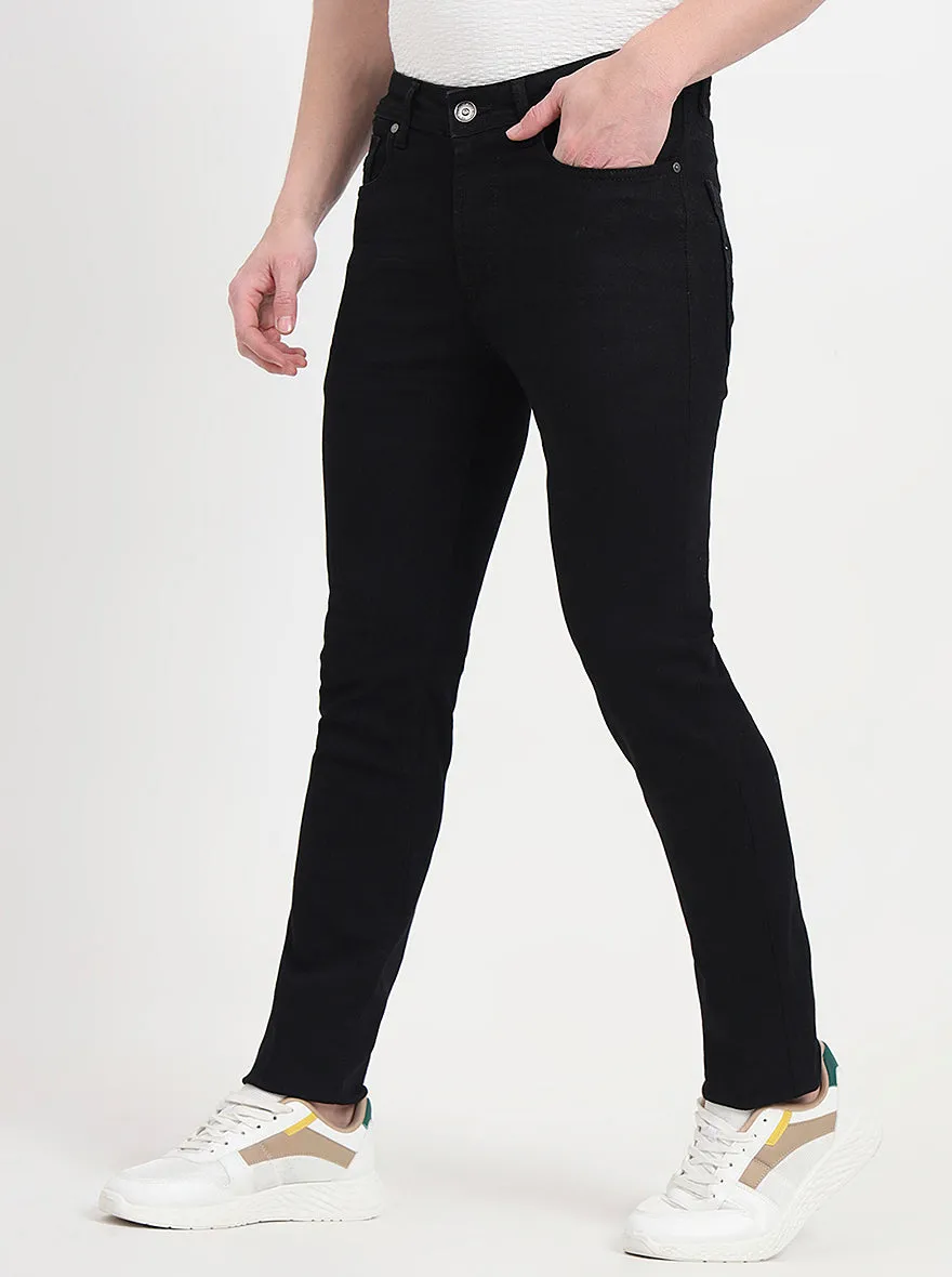 Jet Black Washed Slim Fit Jeans | JadeBlue