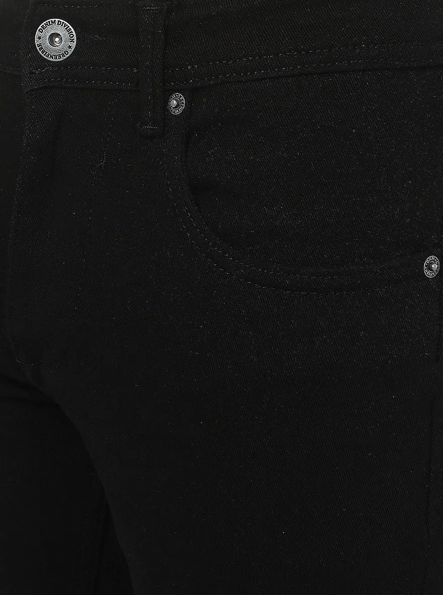Jet Black Washed Straight Fit Jeans | Greenfibre