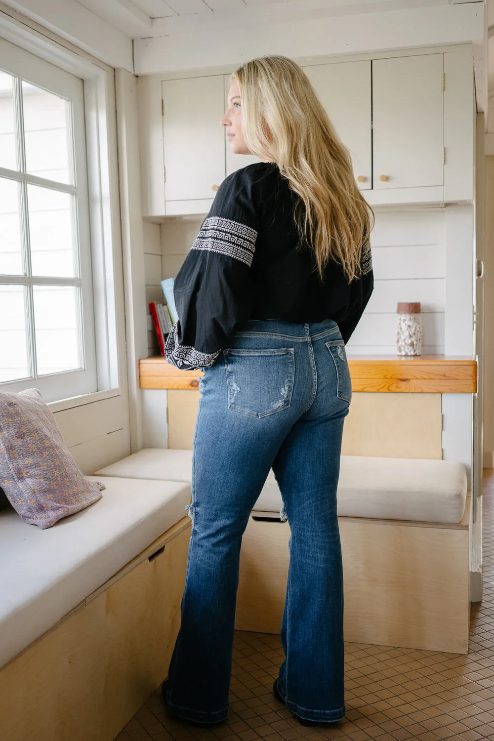 Judith Button Fly Trouser Flare Jeans - PLUS