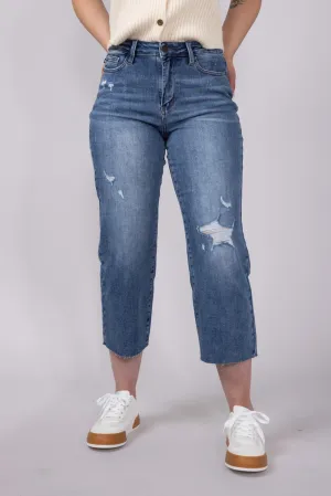 Judy Blue Raw Hem Crop Wide Leg Jeans for Women | 88475REG