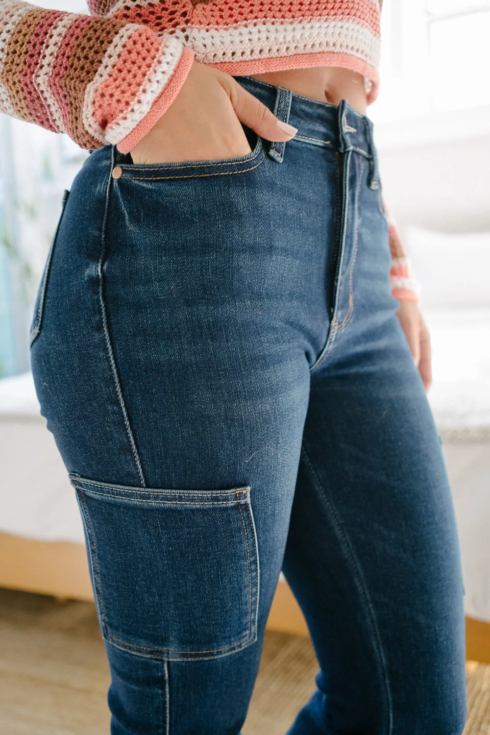 Karla High Rise Cargo Bootcut Jeans