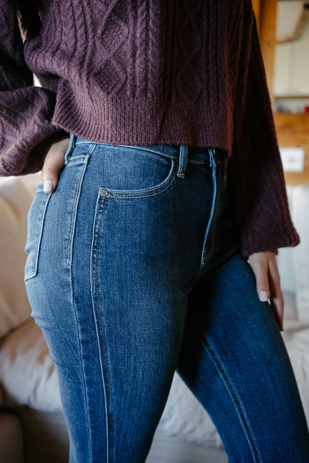 Kelly High Rise Angled Side Seam Flare Jeans