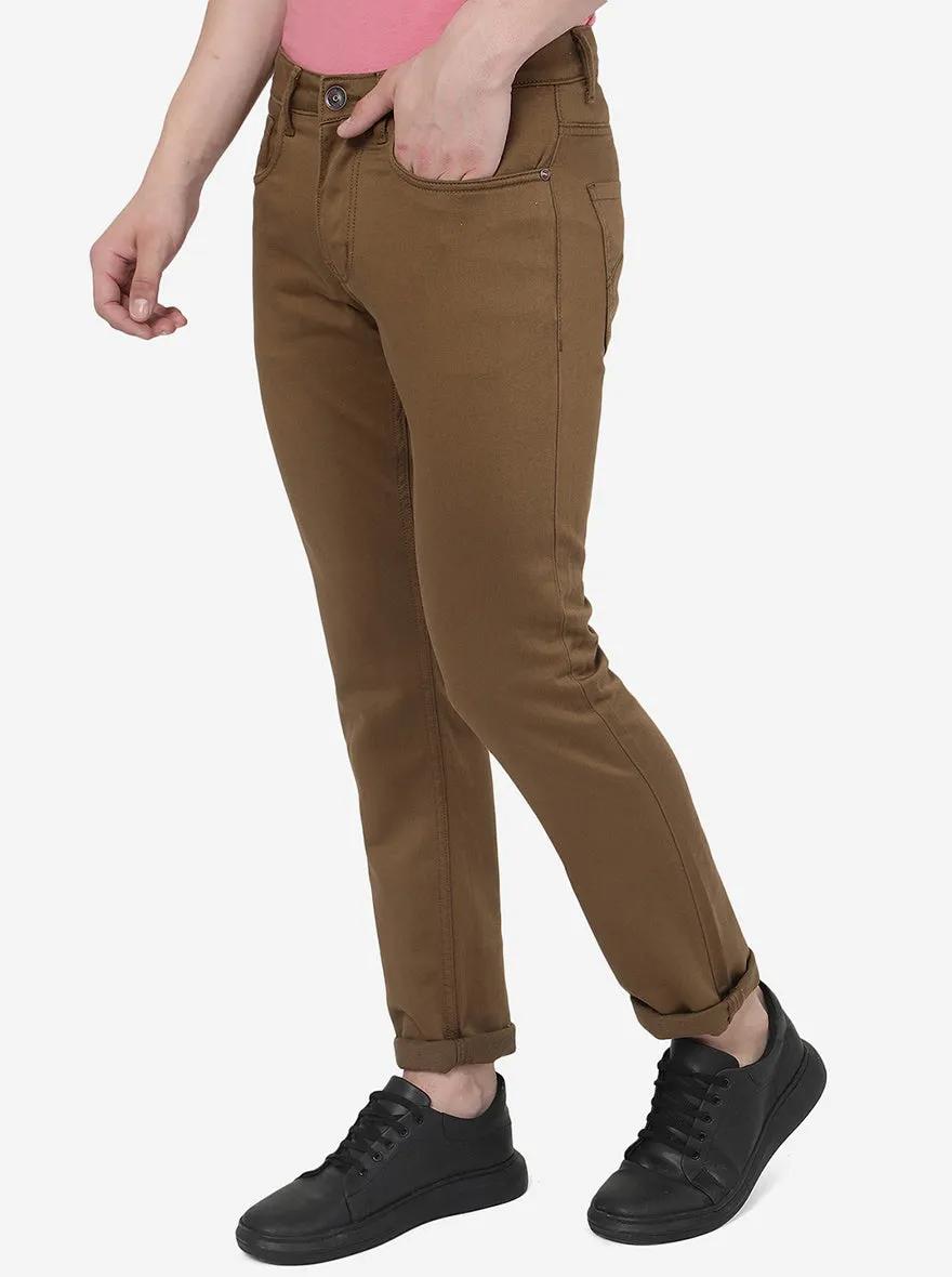 Khaki Washed Slim Fit Jeans | JadeBlue