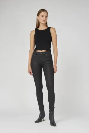 Lauren Mid Rise Coated Black Jeans