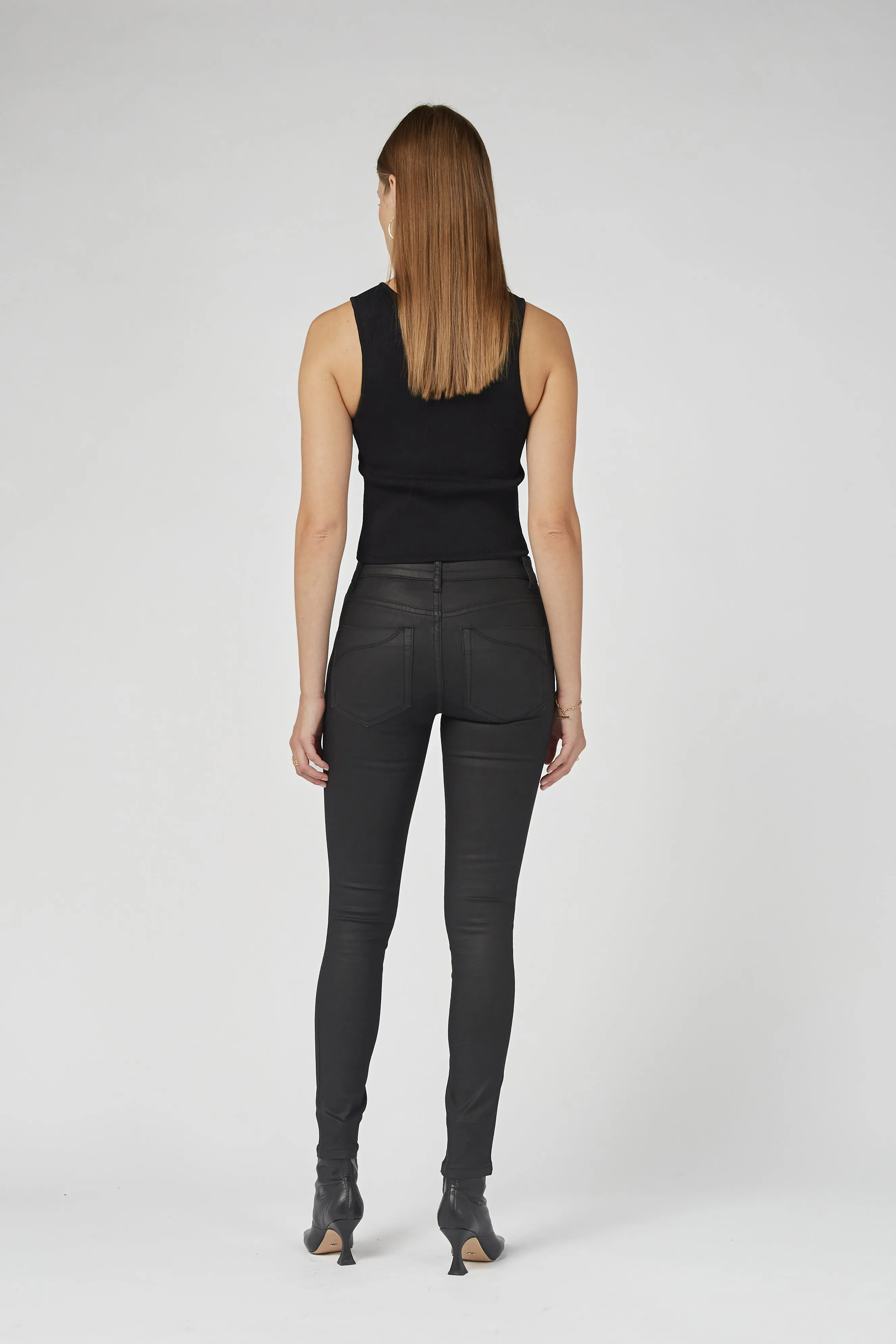 Lauren Mid Rise Coated Black Jeans