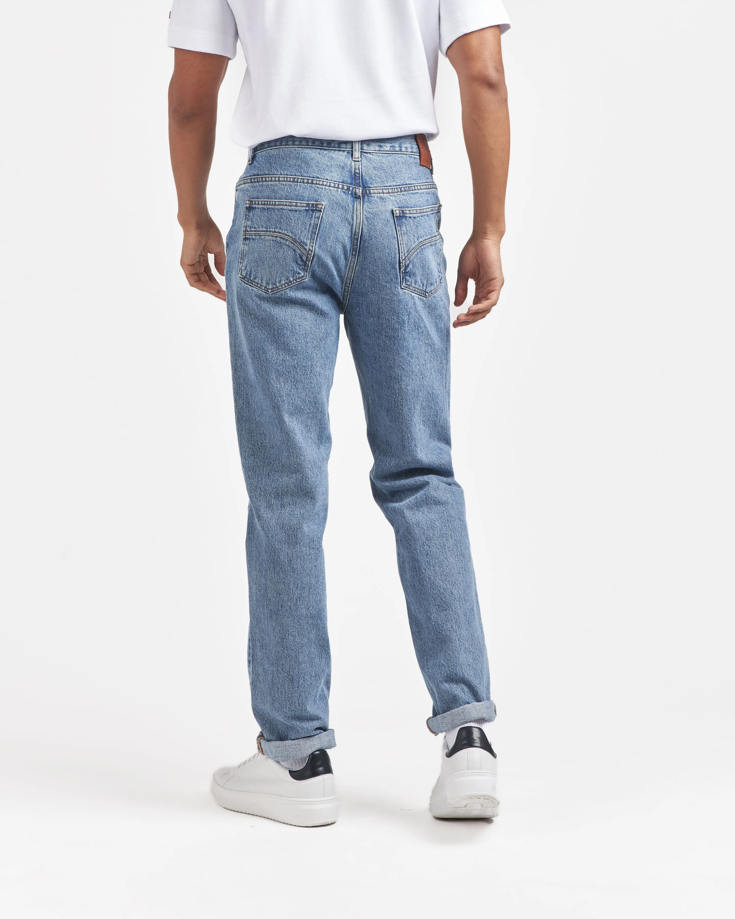 Light high waist straight men's jeans