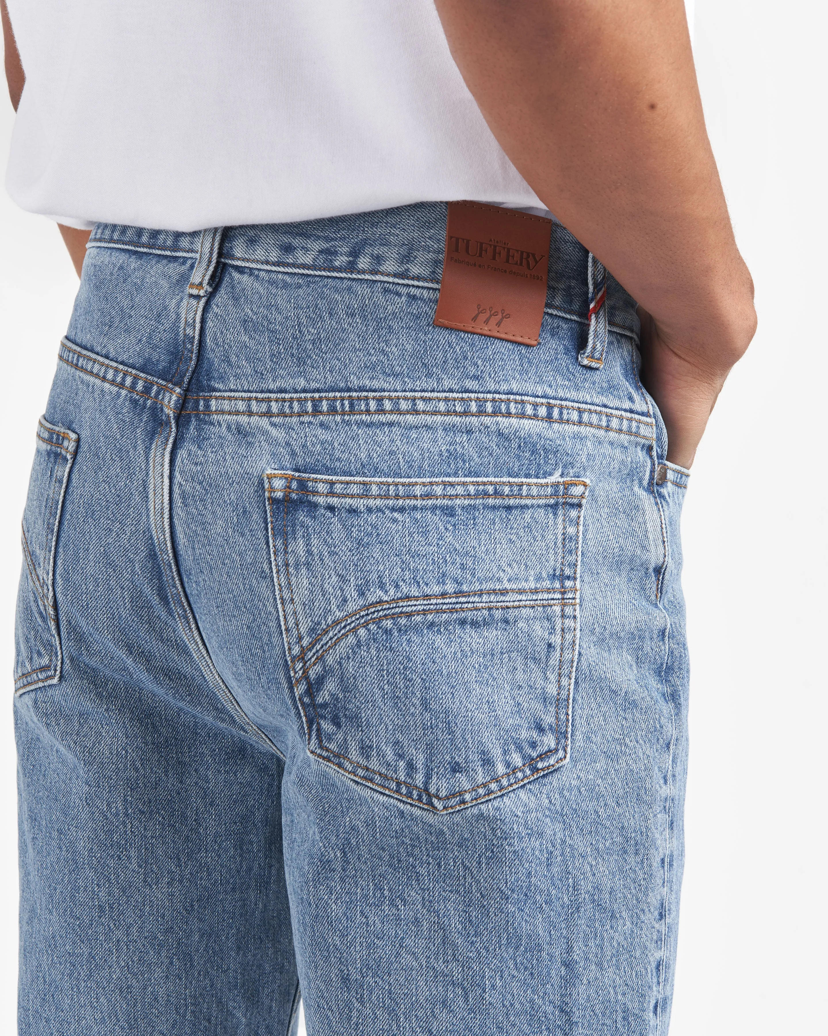 Light high waist straight men's jeans