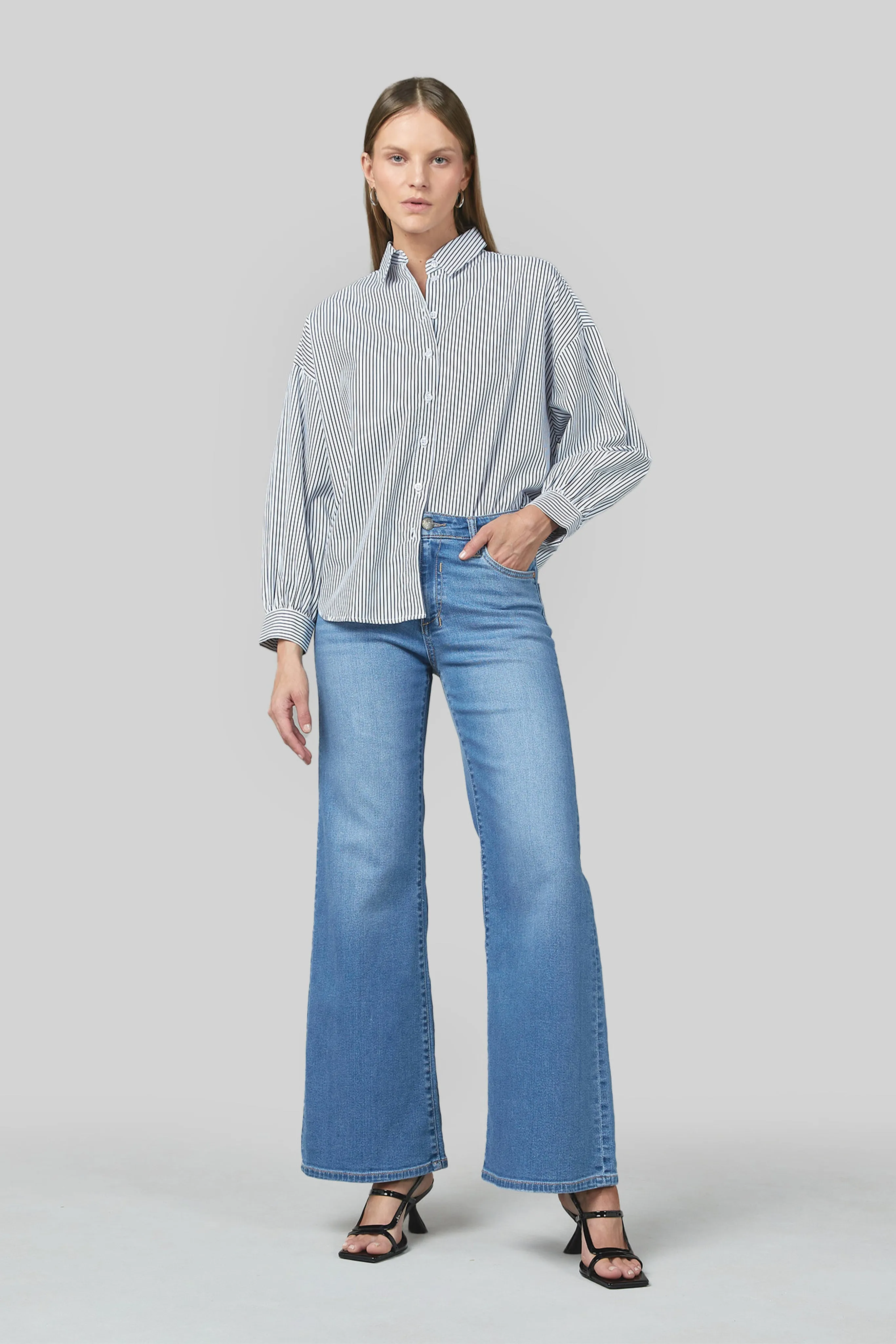 Marrie Rodeo Blue Flare Wide Leg Jeans