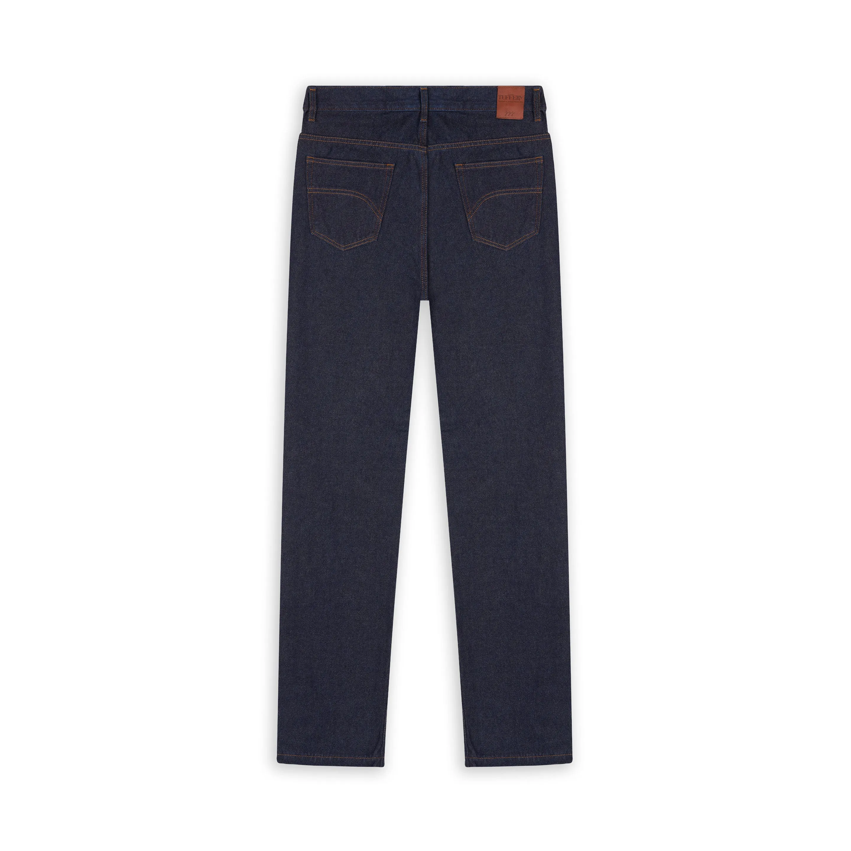 Men's raw high-waisted straight jeans