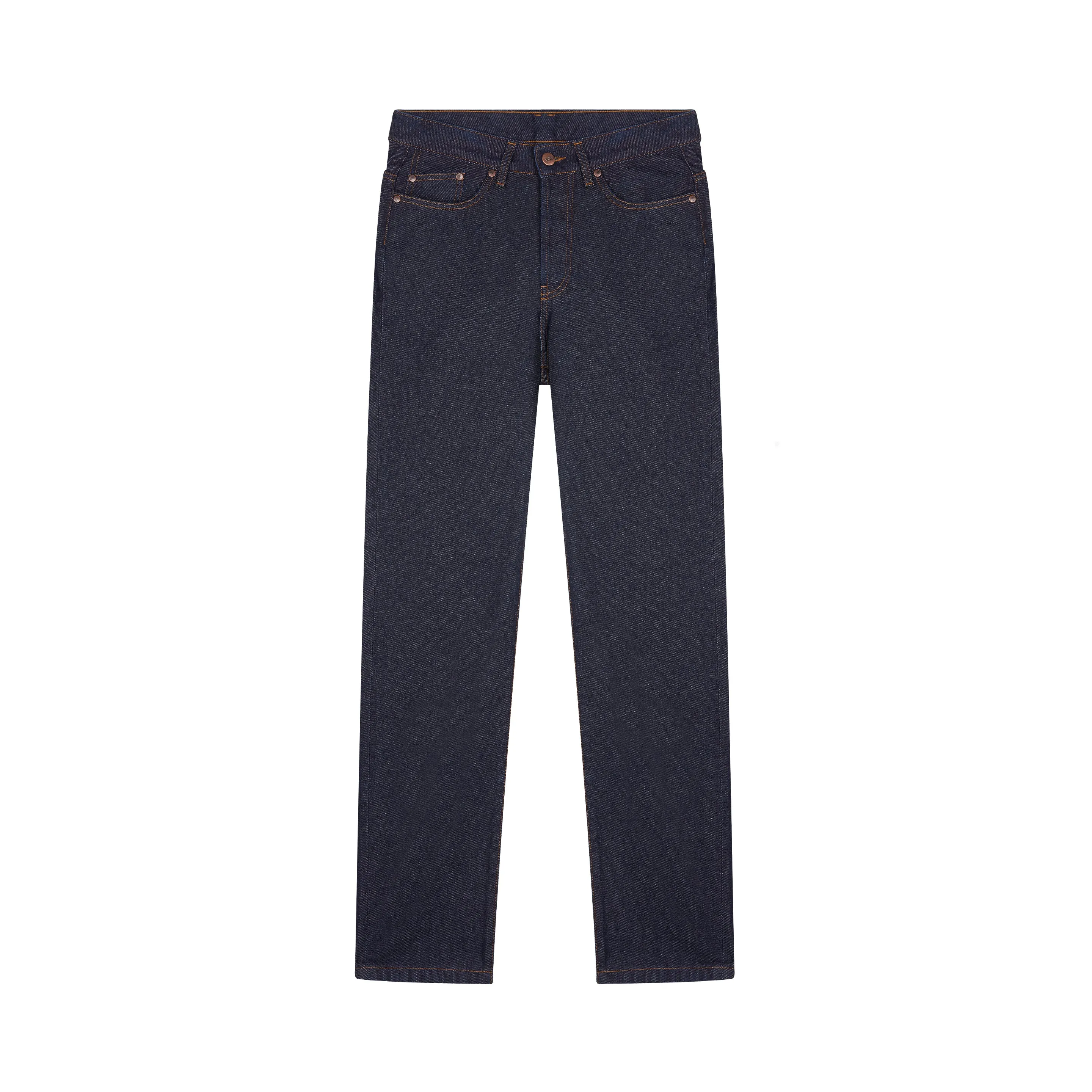 Men's raw high-waisted straight jeans
